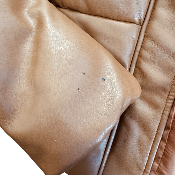 Apparis Brown Faux Leather Puffer Jacket - Picture 11 of 11